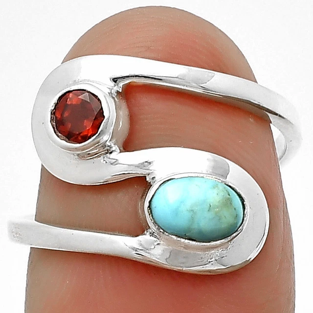 Natural Turquoise Nevada Aztec Mt & Garnet 925 Sterling Silver Pendant R-1039