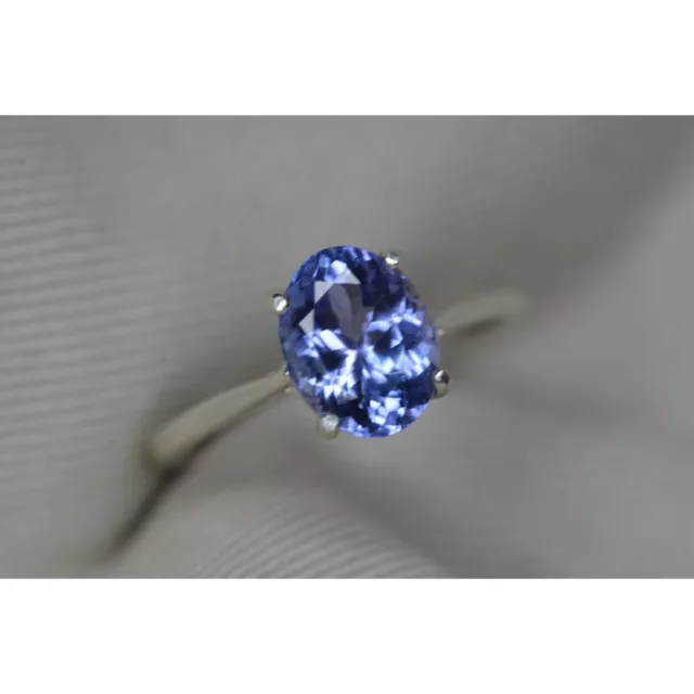 IGI Certified Tanzanite Ring 2.31 Carat Sterling Silver Oval Cut Solitaire TN99