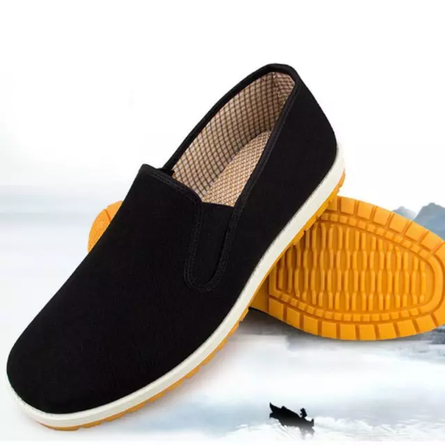 Retro Chinese Old Beijing Mens Cloth Shoes Comfy Non-slip Tai Chi Casual Shoes