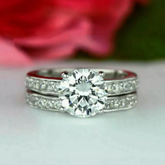 2,60 karat Rund Diamant Hochzeit Verlobung Ring einstellen Weißes Gold Finish