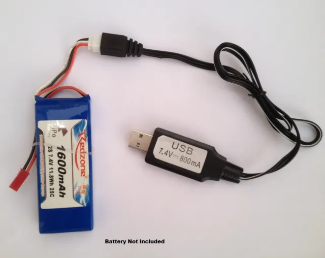 New 7.4V Lipo RC Battery USB Charger Cable Li-polymer & Li-ion Batteries