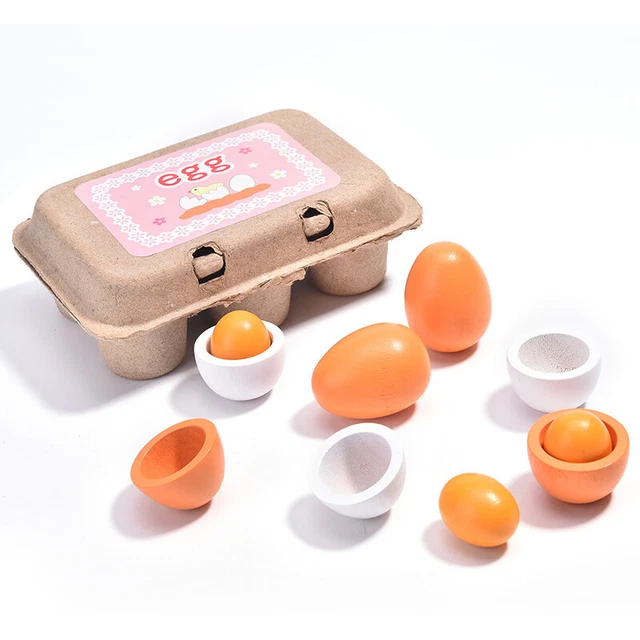 6PCS Wooden Eggs Yolk Pretend Play Kitchen Food Cooking Kids Children Baby B ❤OF