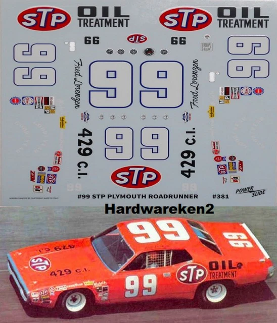 Nascar Decal #99 Stp Oil Treatment 1971 Plymouth Road Runner Fred Lorenzen 1/25