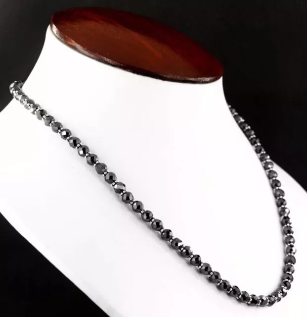 Certifié 7 MM 50.8cm Diamant Noir Perles Collier Avec Argent Accessoires AAA