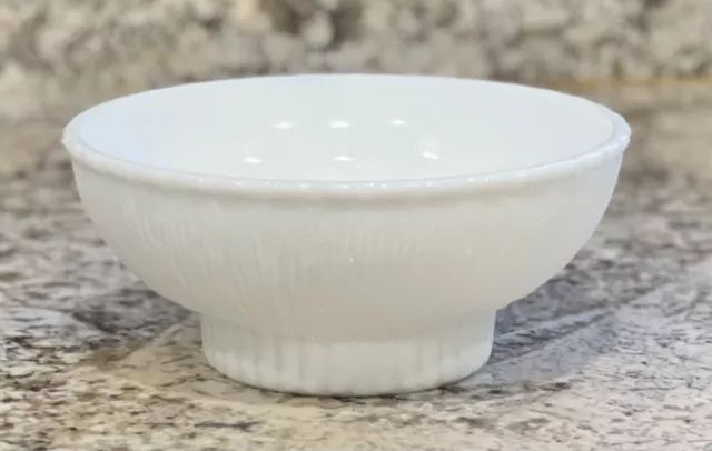 Milk Glass Raised Stripe Pattern Vintage Serving Bowl
