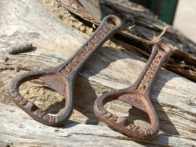 Old Vintage 2Pc Rustic Iron ''Barnett & Foster'' Bottle / Can Opener, London