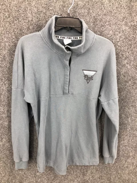 Pink Victoria's Secret Womens XS Gray Long Sleeve 1/4 Zip Pullover Sweatshirt