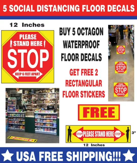 Social Distancing Floor Stickers 5 self adhesive, Keep your distance 59.99 Value