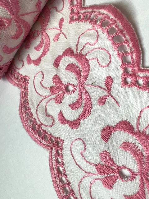 9M Spitzenborte Madeiraspitze Gardine Kissen Tischdecke Bett Band 9 cm Rosa