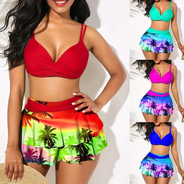 Conjunto De Falda De Baño De Bikini Para Mujer Traje De Baño Ropa De Playa <