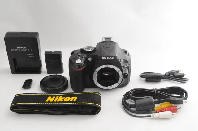 Nikon D5200 24.1MP Digital SLR Camera Black Body w/ Genuine Strap [EXC+++] JAPAN