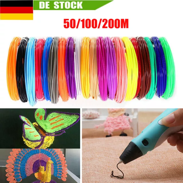 50/100/200M Drucker Filament 10/20Farben DIY für 3D Stift PLA 3D-Pen Starterset