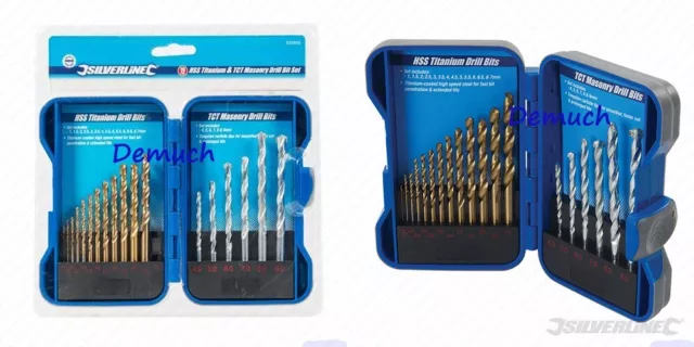 19 Pcs DRILL BITS SET HSS TITANIUM TCT MASONRY Steel Metal Stone Brick Concrete✔