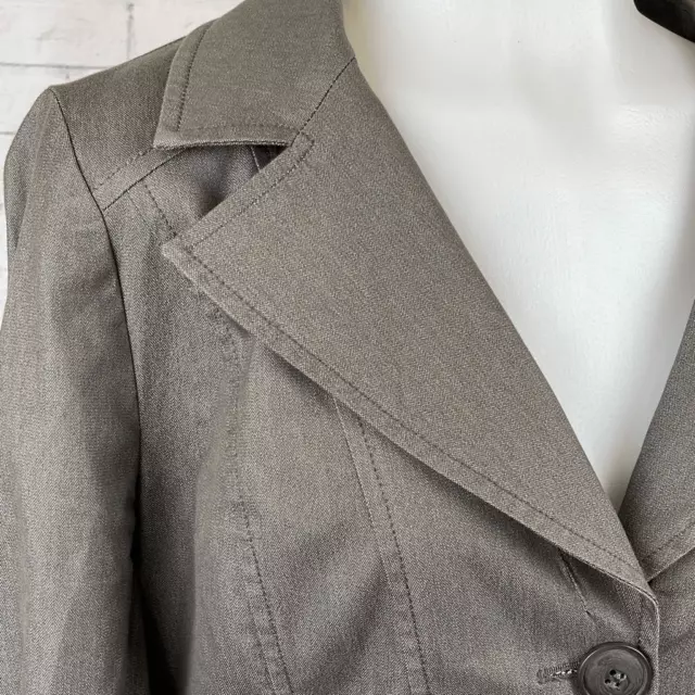 Halogen Womens Blazer Medium Pea Coat Jacket Belted Waist Cuff Three Button Gray 2