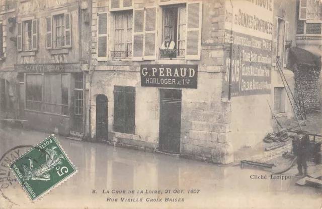 Cpa 42 La Crue De La Loire / 21 Oct 1907 / Rue Vieille Croix Brisee