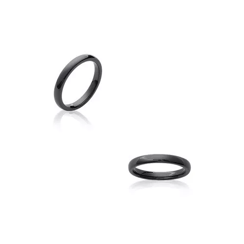 BAGUE Alliance Femme NOIR LISSE 3mm  Bijoux Céramique NEUF Taille au Choix