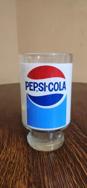 Vintage Pepsi Cola Large Footed 32oz Glass Drinking Tumbler From the 1970's