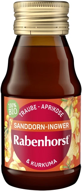 Rabenhorst olivello spinoso zenzero bio shot succo multifrutta 11 x 60 ml NUOVO MHD 04/11/2023