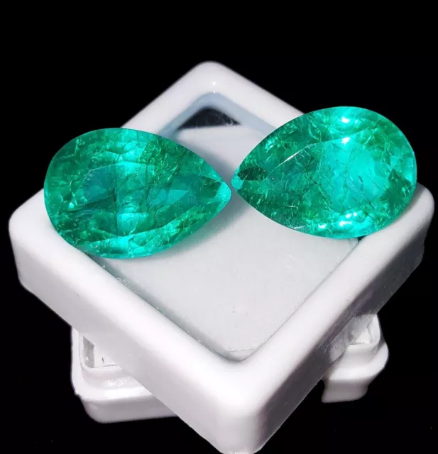 Natural Colombian Emerald Pair 8-10 Cts Loose Gemstone Certified Pear Cut GE09