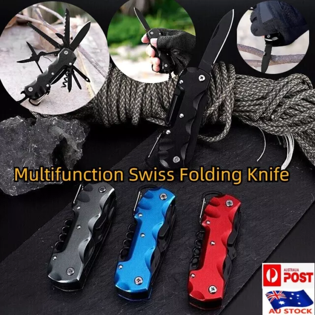 Multifunction Swiss Folding Knife Army Survival Tactical Pocket Outdoor Camping