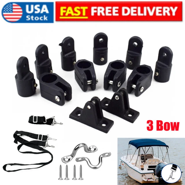 MARINE BOAT 7/8&NYLON Plastic 3 Bow Bimini Top Fittings Hardware W