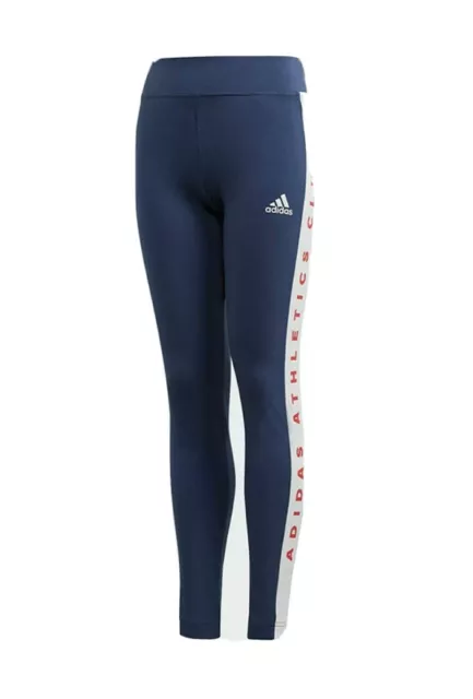 Ragazze Adidas Atletico Club Bold Leggings Età 4-15 Blu Navy Bianca FL1781