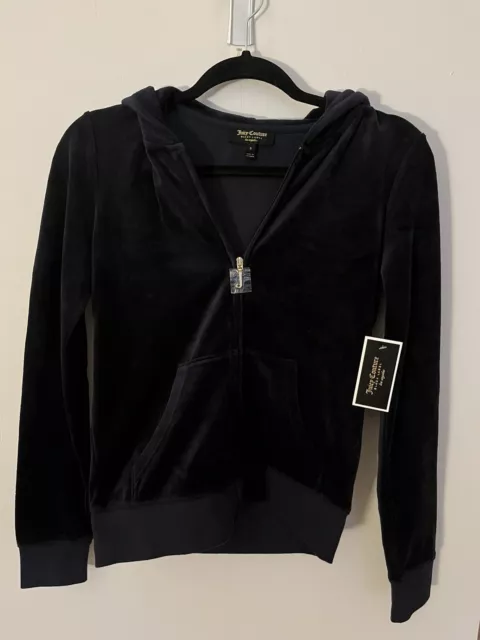 Juicy Couture Navy Blue Velour Jacket Gold Zipper Women’s Small New With Tags