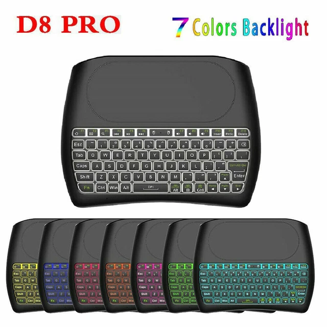 D8 WIRELESS MINI Keyboard With Touchpad LED Backlit For Smart TV ...