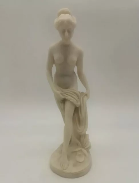 Vintage Genuine Alabaster - Greek Roman Bathing Nude Female Figurine Statue