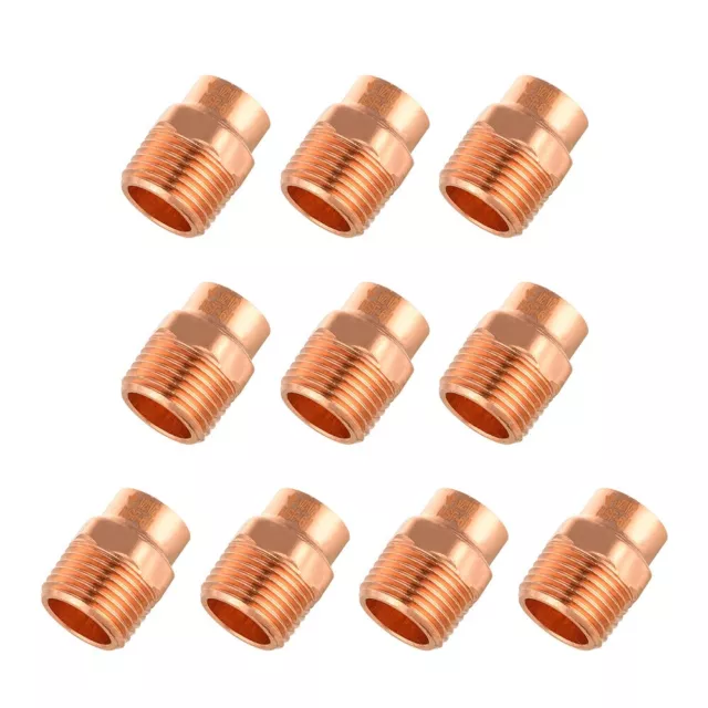 10 PCS EFIELD 1/2"  C x 1/2" MNPT Copper Male Adapter Fittings, Lead Free