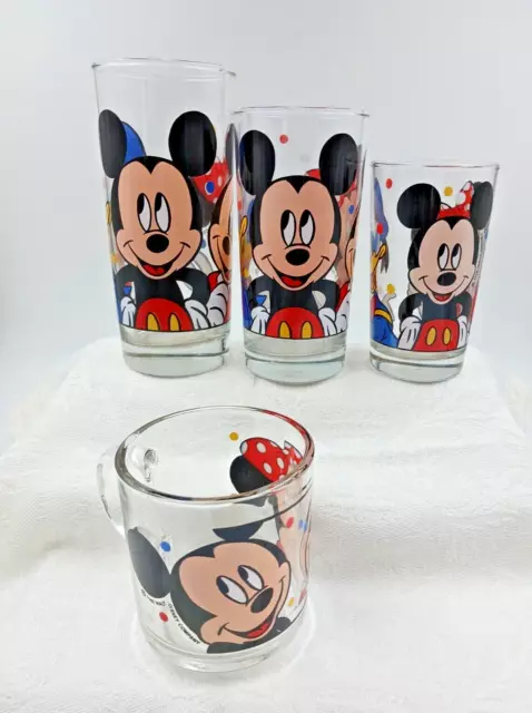 Vintage Anchor Hocking Disney Mickey /Minnie / Donald Glasses & Mug Various Size