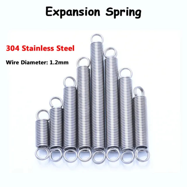 Expansion Spring 1.2mm Wire Ø Loop End Tension Extension Springs-Stainless Steel