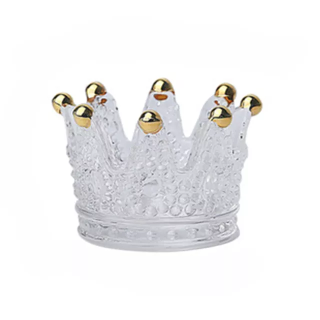 Displayer Stand Embossed Thicken Crown Design Christmas Candle Holder Glass