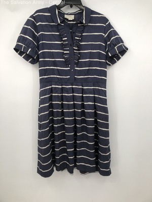 Kate Spade New York Navy Blue And White Stripe Silk Dress - Size Women's 10*