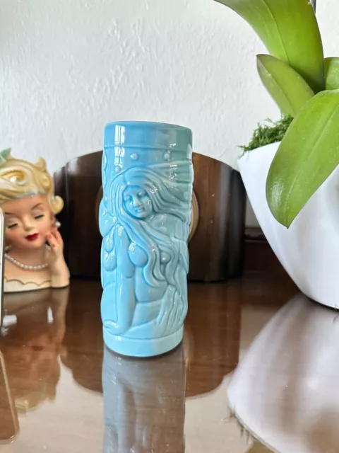 Orchids of Hawaii Mermaid Tiki  Mug P-99  Baby Blue Retro Tropical Vtg