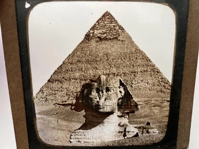 1800er Jahre frühe Glaslaterne Rutschpyramide und Sphinx Ägypten
