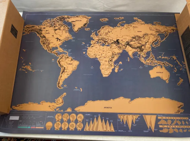 NEW World Scratch Off Map Deluxe Edition 32.6" x 23.41" ( Opened Once For Pics )