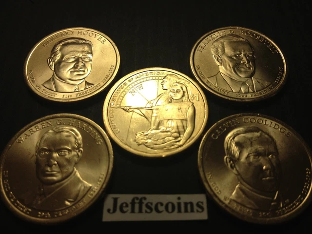2014 P Presidential Dollar Harding Coolidge Hoover Roosevelt FDR Native $5 Set s
