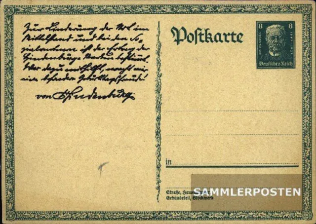 Deutsches Reich P207a Amtliche Postkarte ungebraucht 1927 Hindenburg