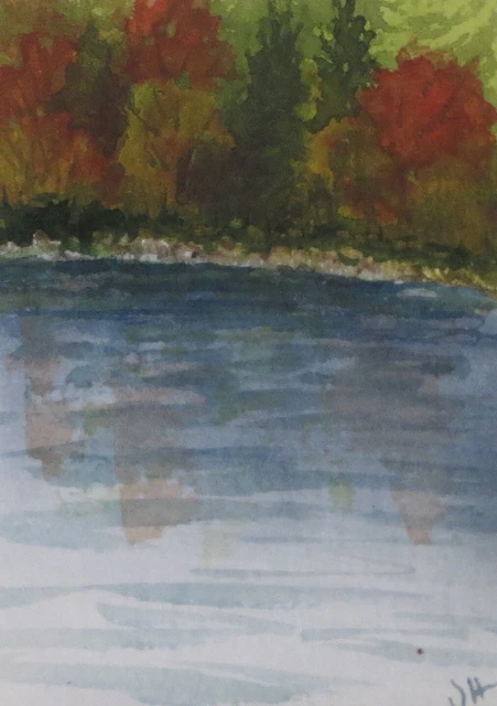 ACEO  Original Watercolors   "Reflections"   by Janet Hufnagle   ATC   Miniature