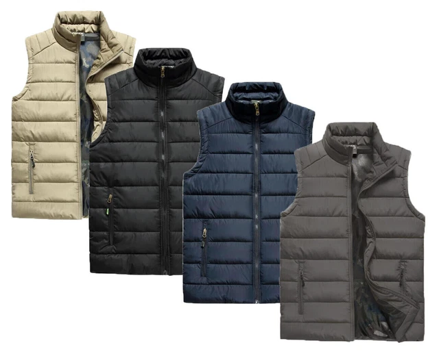Men Quilted Padded Gilet Jacket Puffer Bodywarmer Military Coat Sleeveless