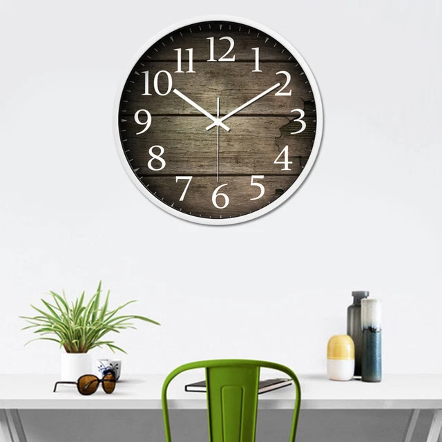 Ménage pendaison murale motif créatif en bois grande horloge murale muette 7