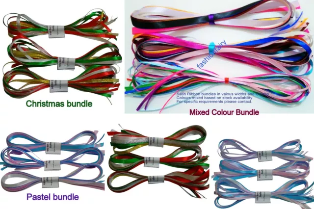 SATIN AND ORGANZA RIBBON BUNDLES 10 x 1M GIFT WRAPPING, WREATHS, DECORATIONS, CR