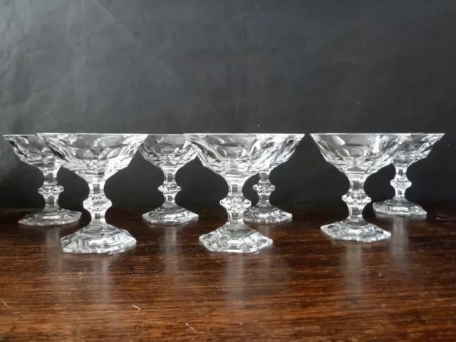 7x Val St Lambert Metternich Cut Champagne Glasses 1950's NOT Signed h11cm