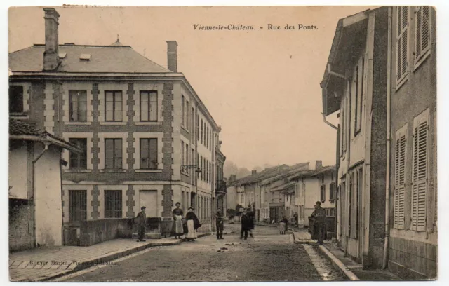 VIENNE LE CHATEAU - Marne - CPA 51 - la rue des ponts