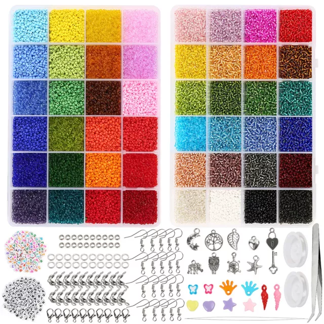 40000x 2mm Glass Seed Beads Perler Fun Educate Toy DIY Craft Kids Birthday Gift