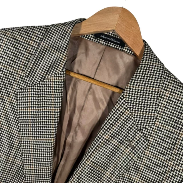 Mens 46L Polo Ralph Lauren Houndstooth Blazer 100% Wool Sport Coat Jacket Tall