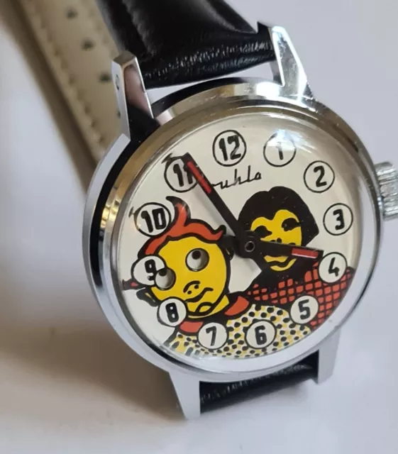 RUHLA Armbanduhr/ Kinderuhr  Wackelaugen Max und Moritz DDR ,mech. neuwertig