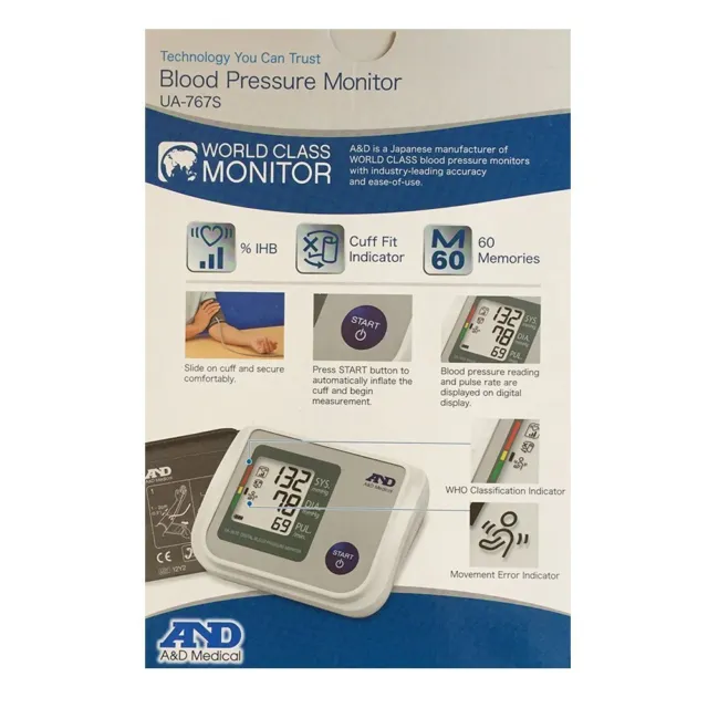 Automatisches Blutdruckmessgerät A&D UA-767S WHO Klassifizierungsanzeige 2
