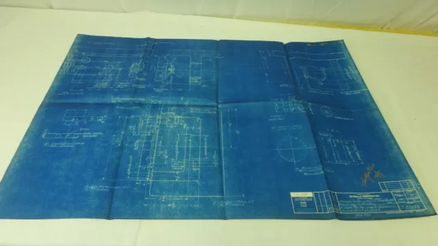 Antique Blueprint Industrial Art Detroit Automotive Ex-Cello Corp 1939 24"x36"